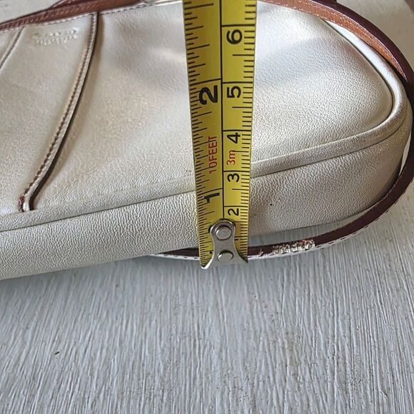 Coach 7578 Slim Demi Zip Shoulder Crossbody Bag Leather Ivory White Logo Lozenge - Picture 16 of 16